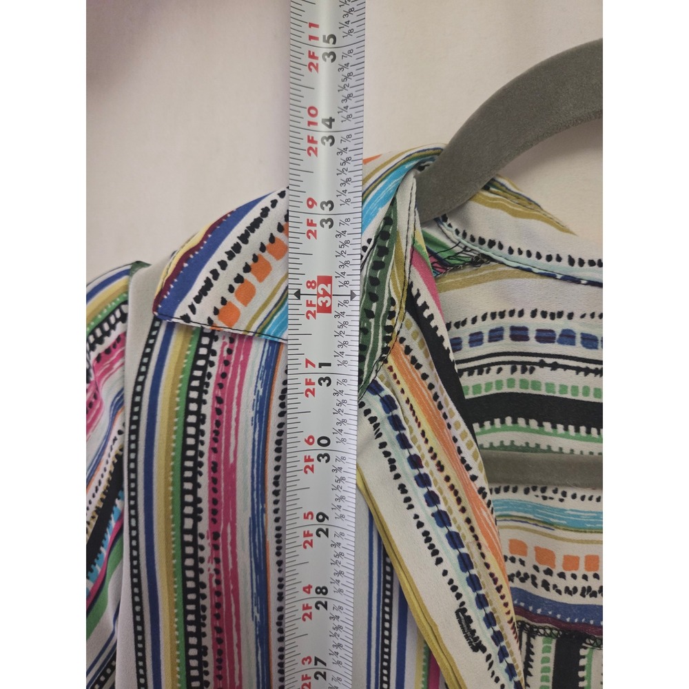 Melissa Paige Women Multi Color Striped Button Down Tunic 3/4 Roll Tab Sleeve S - Picture 5 of 5